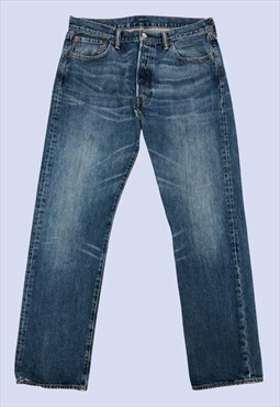 Blue Denim Jeans Mens W34 501 Style Straight Leg