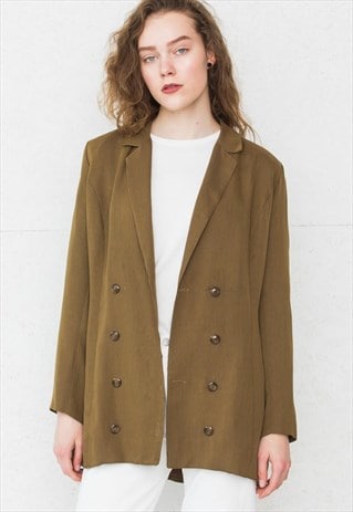 VINTAGE GREEN PARABOL BUTTON CLOSURE BLAZER JACKET