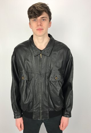 90S VINTAGE BURBERRY'S LEATHER BOMBER JACKET