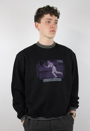 VINTAGE BLACK GRAPHIC TENNIS SWEATSHIRT