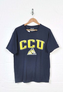 Vintage Champion CCU T-Shirt Crew Neck Navy Large