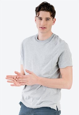 Blank T-shirt in Grey with Chest Pocket
