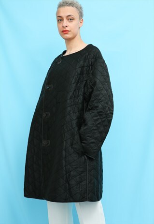 VINTAGE BLACK QUILTED MILITARY LINER JACKET
