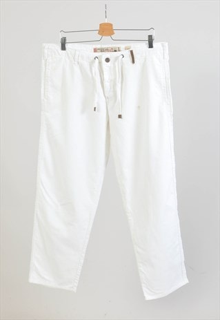 VINTAGE 00S LINEN TROUSERS IN WHITE