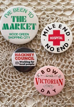 1980s 1990s Vintage Novelty North & East London Badges
