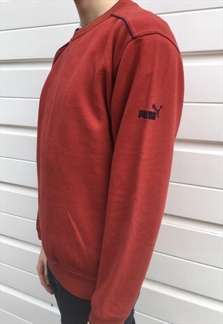 MENS VINTAGE 80S PUMA SWEATSHIRT SPORTS FESTIVAL RED JUMPER