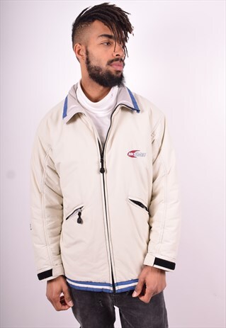 HELLY HANSEN MENS VINTAGE PADDED JACKET SMALL BEIGE 90'S