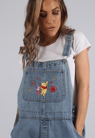 VINTAGE DISNEY DENIM DUNGAREES WINNIE THE POOH UK 16 (53I)