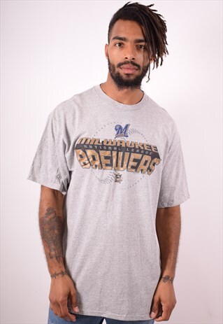MENS VINTAGE MILWAUKEE BREWERS T-SHIRT TOP XL GREY 90S