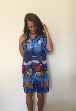 CRAZY PATTERNED VINTAGE RETRO FESTIVAL OVERSIZED SHIRT