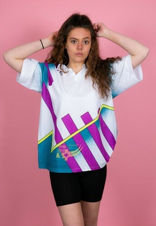 90S VINTAGE MULTI COLOURED FOOTBALL SHIRT SPORTS SHIRT