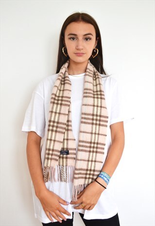 VINTAGE PINK BURBERRY CHECKED NOVA CHECK SCARF