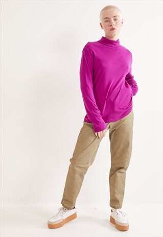 VINTAGE RALPH LAUREN LONG SLEEVE ROLL NECK TOP PURPLE