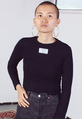VINTAGE VERSACE BLACK TOP WITH LOGO PATCH