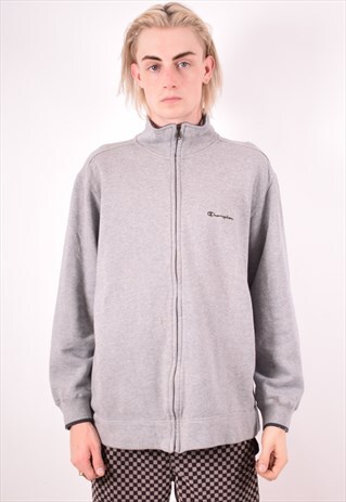 CHAMPION MENS VINTAGE TRACKSUIT TOP JACKET XL GREY 90S