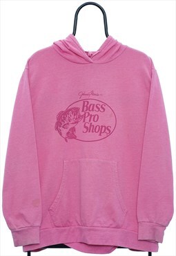 Vintage Bass Pro Graphic Pink Hoodie Womens