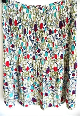 Vintage Plated Skirts Midi Blue High waist Floral Flowers