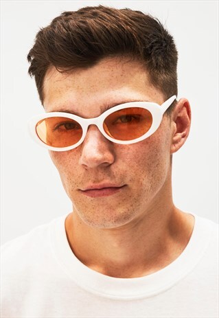 BIRDY - OVAL WHITE AND ORANGE SUNGLASSES