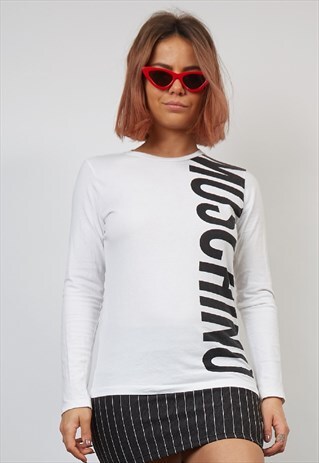 VINTAGE 90'S MOSCHINO LOGO WHITE TOP