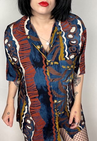 VINTAGE C&A MULTI COLOURED ABSTRACT PRINT SHIRT