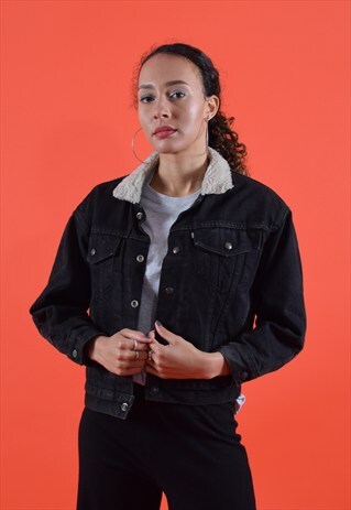 BLACK LEVI'S SHERPA DENIM JACKET