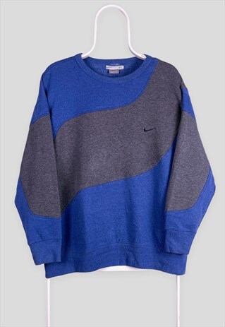 VINTAGE REWORKED NIKE SWEATSHIRT BLUE GREY MEDIUM