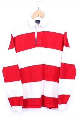 Vintage Gant Rugby Top Red White Striped Polo Shirt Retro