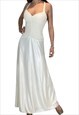 WHITE BALL GOWN WEDDING PROM OPEN BACK DRESS