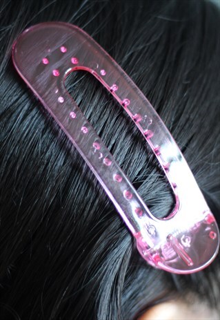 JUMBO TRANSPARENT PINK HAIR CLIP
