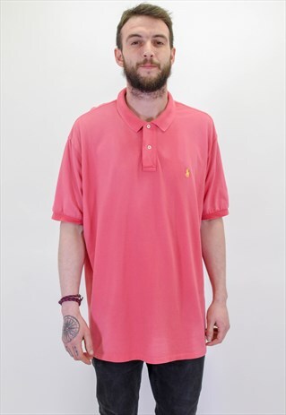 VINTAGE RALPH LAUREN LOGO POLO SHIRT IN PINK XXL