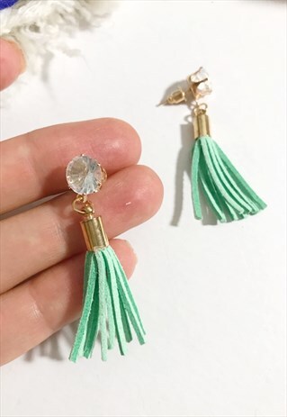 MINT SUEDETTE TASSEL EARRINGS
