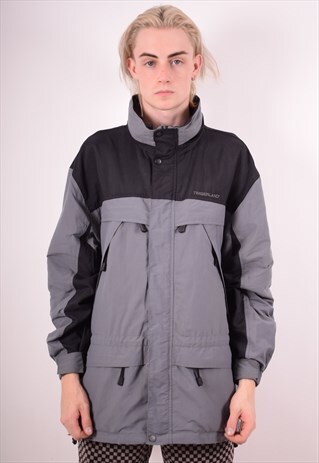 TIMBERLAND MENS VINTAGE JACKET LARGE GREY 90S