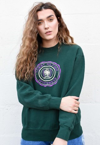 GORGEOUS GREEN VINTAGE TOMMY HILFIGER SPORTSWEAR JUMPER