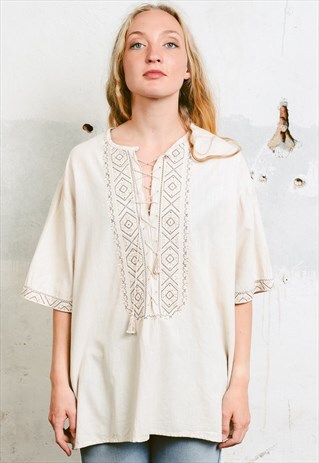 VINTAGE 70S EMBROIDERED HIPPIE TUNIC