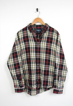 Ralph Lauren 90s Black Thick Heavy Flannel Over Shirt XL