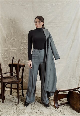 GREY HIGH WAIST PANTS