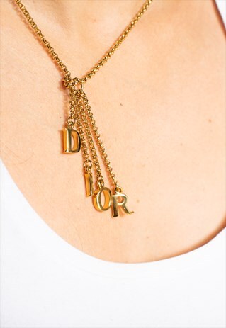 RARE DIOR GOLD FINISH CHARMS NECKLACE
