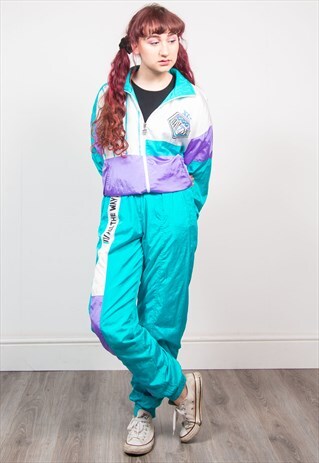 VINTAGE 90'S NEON BRIGHT SHELL TRACKSUIT JACKET & TROUSERS