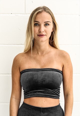 JET GREY VELVET BANDEAU