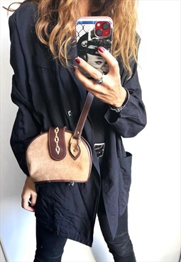 Embroidered Suede Brown Boho Crossbody Bag 