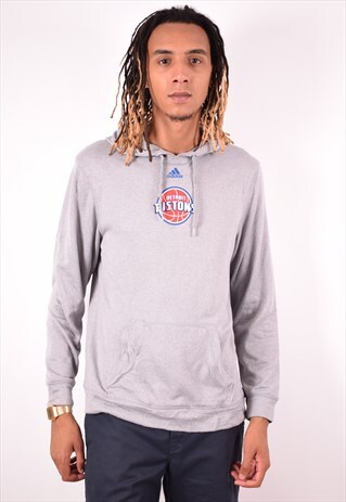 ADIDAS MENS VINTAGE DETROIT PISTONS HOODIE JUMPER MEDIUM 90S