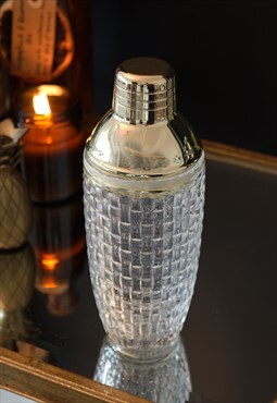 Textured Glass Cocktail Shaker With Gold Strainer Lid