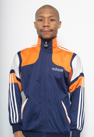 VINTAGE ADIDAS LOGO TRACK JACKET BLUE ORANGE
