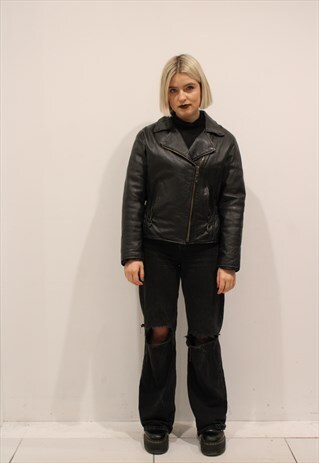 BLACK LEATHER BIKERJACKET