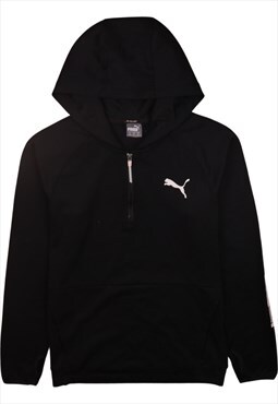 Vintage 90's Puma Hoodie Sportswear Half Zip Black Medium