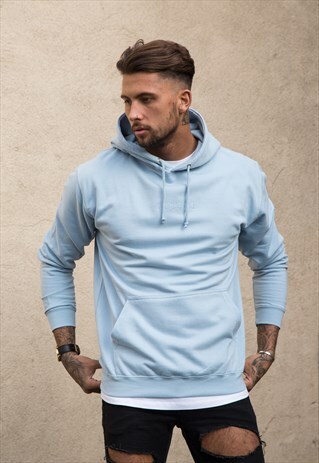 LIGHT BLUE EMBROIDERED HOODIE