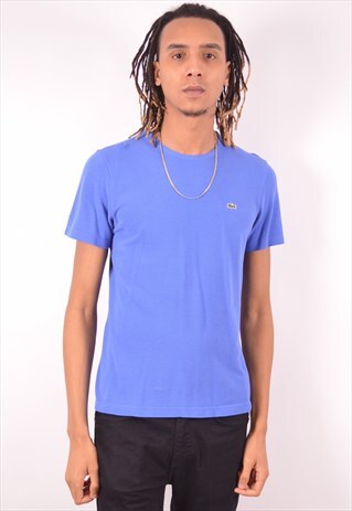 LACOSTE MENS VINTAGE T-SHIRT TOP XS BLUE 90S