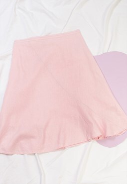 Vintage Skirt Y2K Fairy Midi in Pastel Pink Linen