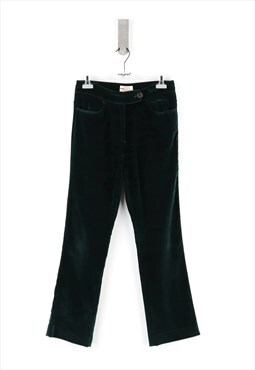 Prada Velvet High Waist Classic Trousers in Green - 38