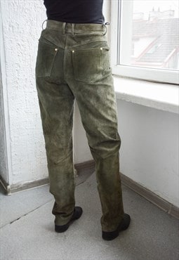 Vintage Khaki Suede Western Style Trousers